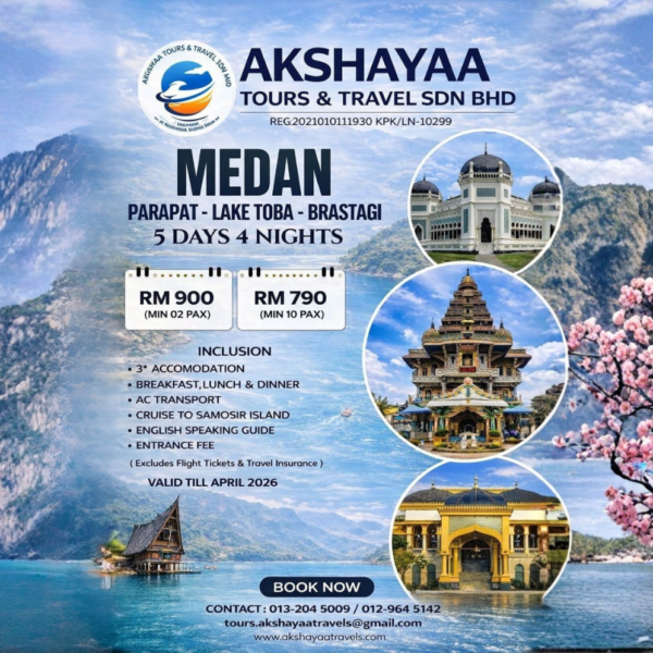 🌄 LAKE TOBA GETAWAY – 4D3N MEDAN | PARAPAT | BRASTAGI 🌄